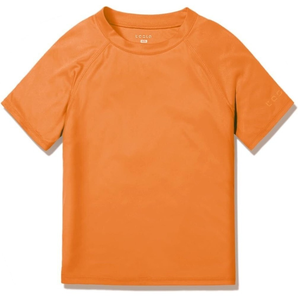 TSLA UPF 50+ Youth Kids Rash Guard‎ Short Sleeve Swim Shirt - Orange - Size 4